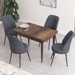 Canisa Concept Nil Serisi Barok Ahşap Desenli Yemek Masası Mutfak Masa Takımı+4 Adet Sandalye - Gri
