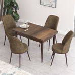 Canisa Concept Nil Serisi Barok Ahşap Desenli Yemek Masası Mutfak Masa Takımı+4 Adet Sandalye - Mist