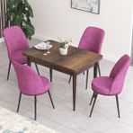 Canisa Concept Nil Serisi Barok Ahşap Desenli Yemek Masası Mutfak Masa Takımı+4 Adet Sandalye - Pembe Gül