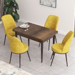Canisa Concept Nil Serisi Barok Ahşap Desenli Yemek Masası Mutfak Masa Takımı+4 Adet Sandalye - Sarı
