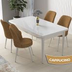 Canisa Concept Nil Serisi, Beyaz Masa 70X110 Sabit Yemek Masası Takımı, 4 Sandalye - 70 x 110 cm - Cappucino