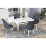 Canisa Concept Nil Serisi Beyaz Yemek Masası Mutfak Masa Takımı + 4 Adet Sandalye - 110 x 70 cm - Antrasit