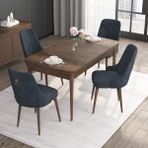 Canisa Concept Noa Serisi, 80X132 Açılabilir Mdf Masa, Barok Ahşap Desenli Mutfak Masa Takımı, 4 Sandalye - Antrasit