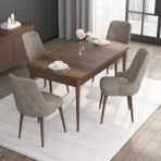 Canisa Concept Noa Serisi, 80X132 Açılabilir Mdf Masa, Barok Ahşap Desenli Mutfak Masa Takımı, 4 Sandalye - Cappuccino