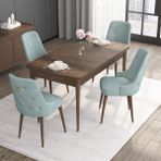 Canisa Concept Noa Serisi, 80X132 Açılabilir Mdf Masa, Barok Ahşap Desenli Mutfak Masa Takımı, 4 Sandalye - Su Yeşili