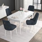 Canisa Concept Noa Serisi, 80X132 Açılabilir Mdf Masa, Beyaz Mutfak Masa Takımı, 4 Sandalye - Antrasit