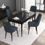 Canisa Concept Noa Serisi, 80X132 Açılabilir Mdf Siyah Mermer Desen Mutfak Masası Takımı, 4 Sandalye - Antrasit