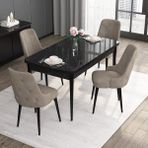 Canisa Concept Noa Serisi, 80X132 Açılabilir Mdf Siyah Mermer Desen Mutfak Masası Takımı, 4 Sandalye - Cappuccino