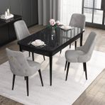Canisa Concept Noa Serisi, 80X132 Açılabilir Mdf Siyah Mermer Desen Mutfak Masası Takımı, 4 Sandalye - Gri