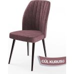 Canisa Concept Platinum Serisi Üst Kalite Mutfak Sandalyesi Metal Siyah Iskeletli 1 Adet Sandalye - Gülkurusu