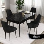 Canisa Concept Ram Serisi 80X132 Açılabilir Siyah Mermer Desen Yemek Masası Takımı 4 Babyface Kumaş Sandalye