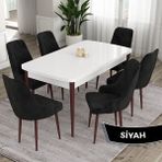 Canisa Concept Ram Serisi, 80X132 Açılabilir Yemek Masası Takımı, Beyaz Masa Kahverengi Ayak, 4 Sandalye - 80 x 132 cm - Siyah