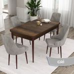 Canisa Concept Ram Serisi Barok Ahşap Desen 80X132 Açılabilir Yemek Masası Takımı 4 Sandalye - Gri