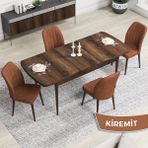 Canisa Concept Rio Serisi 80X132 Mdf Açılabilir Barok Ahşap Desen Mutfak Masası Takımı 4 Adet Sandalye - Kiremit
