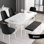 Canisa Concept Roy Serisi,80 x 132 cm Açılabilir Mdf Masa,beyaz Mutfak Masa Takımı, 4 Sandalye 1 Bench - Turuncu