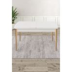 Canisa Concept Roz Serisi 80X132 Mdf Beyaz Mutfak Masası Beyaz Kafesli 4 Sandalye ve 1 Bench Gold Halkalı - Su Yeşili