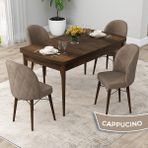Canisa Concept Rut Serisi Açılabilir 80X132 Barok Ahşap Desen Mutfak Masası Takımı ve 4 Sandalye - Cappucino