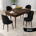 Canisa Concept Rut Serisi Açılabilir 80X132 Barok Ahşap Desen Mutfak Masası Takımı ve 4 Sandalye - Siyah