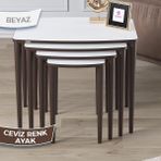 Canisa Concept Telwe Serisi 1.sınıf Mdf Beyaz Sehpa Ceviz Kenar 4'lü Zigon Sehpa Takımı Gürgen Ayak