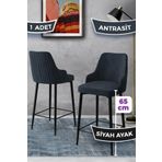 Canisa Concept Tera Serisi 1 Adet 65 Cm Antrasit Ada Mutfak Bar Sandalyesi Babyface Kumaşsiyah Metal Ayaklı