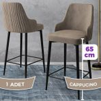 Canisa Concept Tera Serisi, Mutfak Bar Sandalyesi, Babyface Kumaş, Siyah Metal Ayak 1 Adet Sandalye - Cappuccino - Ayaklar Siyah