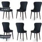 Canisa Concept Tita Serisi 6 Adet Mutfak Sandalyesi Metal Kahve Ayaklı 1. Sınıf Babyface Kumaş - Ahşap