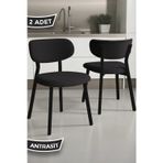 Canisa Concept Toldy Serisi 2 Adet Antrasit Bukle Kumaş Mutfak Sandalyesi Siyah Metal Ayak