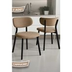 Canisa Concept Toldy Serisi 2 Adet Cappucino Bukle Kumaş Mutfak Sandalyesi Siyah Metal Ayak