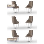 Canisa Concept Trex Serisi 1.Sınıf Babyface Kumaş Beyaz Metal Ayak 6 Adet Cappucino Sandalye