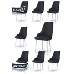 Canisa Concept Trex Serisi, 1.Sınıf Babyface Kumaş, Beyaz Metal Ayak, 8 Adet Antrasit Sandalye,