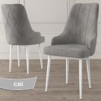 Canisa Concept Trex Serisi, 1.sınıf Babyface Kumaş Sandalye, Beyaz Metal Ayak - Gri