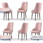 Canisa Concept Trex Serisi Babyface Kumaş Kahve Metal Ayak 6 Adet Sandalye - Pembe