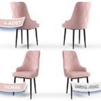 Canisa Concept Trex Serisi Babyface Kumaş Siyah Metal Ayak 4 Adet Sandalye - Pembe