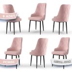 Canisa Concept Trex Serisi Babyface Kumaş Siyah Metal Ayak 6 Adet Sandalye - Pembe