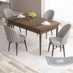 Canisa Concept Ves Serisi 80X132 Mdf Açılabilir Barok Ahşap Desen Mutfak Masası Takımı 4 Sandalye - Gri