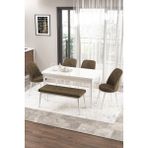 Canisa Concept Zen Serisi 80x132 cm Benchli Açılabilir Beyaz Kahverengi Mdf Mutfak Masası Takımı