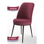 Canisa Dexa Serisi Mutfak Sandalyesi, 6 Adet, Bordo, Metal Kahverengi Iskelet