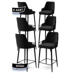Canisa Enox Serisi 6 Adet Siyah Sandalye Mutfak Bar Sandalyesi Babyface Kumaş Siyah Metal Ayak