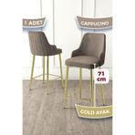Canisa Enox Serisi Cappucino Mutfak Bar Sandalyesi, Babyface Kumaş, Gold Metal Ayak, 71 cm