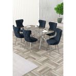 Canisa Esla Serisi 90x160 cm Lak Panel Antrasit Masa Takımı, 6 Antrasit Sandalye, Krom Ayaklı
