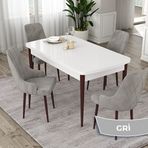 Canisa Eta Serisi 80x132 Açılabilir Mdf Beyaz Ceviz Ayak Masa Takımı ve 4 Adet Gri Sandalye