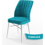Canisa Flex Serisi Üst Kalite Gürgen Beyaz Ahşap Ayak Turkuaz Mutfak Sandalyesi