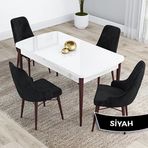 Canisa Kar Serisi 80x132 Açılabilir Mdf Beyaz Ceviz Ayak Masa Takımı ve 4 Adet Siyah Sandalye