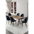 Canisa Kaye Serisi MDF 90x168 cm Atlantik Çam Mutfak Masa Takımı, 6 Antrasit Sandalye