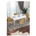 Canisa Kor Serisi 4 Sandalye Cappucino Beyaz Mermer Desen 70x114 Açılabilir Mutfak Masa Takımı