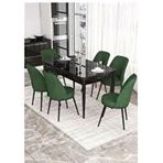 Canisa Kor Serisi 6 Sandalye Su Yeşili Beyaz Mermer Desen 70x114 Açılabilir Mutfak Masa Takımı