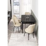 Canisa Kor Serisi 70x114 cm Açılabilir Mutfak Masası Takımı, Siyah Mermer Desen Masa, 4 Krem Sandalye 23-KOR1SYHMR04