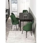 Canisa Kor Serisi Siyah Mermer Desen 70x114 cm Açılabilir 4 Sandalye Su Yeşili Mutfak Masası Takımı