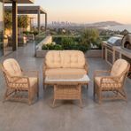 Canisa Linaria Serisi 1. Sınf 2+1+1 Cappucino Rattan Cappucino Minder Bahçe Balkon Oturma Koltuk Takımı - Cappuccino
