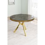 Canisa Mos Serisi 90x90 cm Lak Panel Antrasit Ironi, Gold Kaplama Ayaklı Mutfak Masası